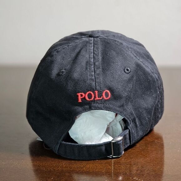 Polo Ralph Lauren Pony Logo Dad Hat Cap Black Red Masked  display picture 1